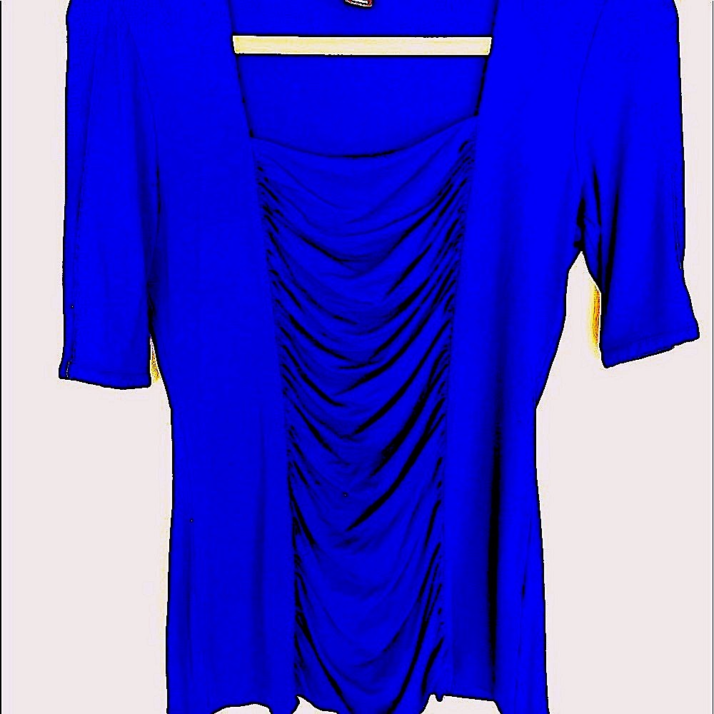 WHBM XS-S No wrinkle roughed brilliant blue top